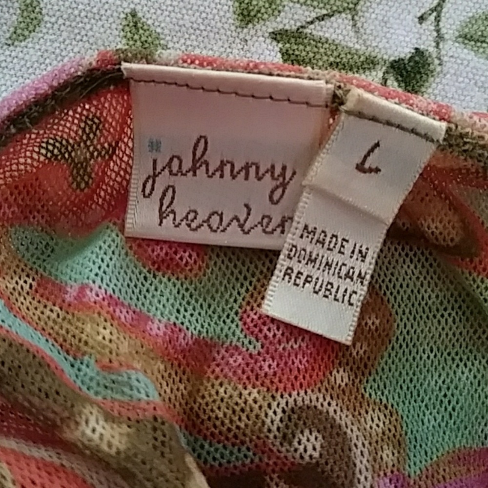 Johnny Heaven boho stretch mesh paisley top sz L - Picture 4 of 4